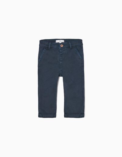 Twill Trousers for Baby Boys, Dark Blue