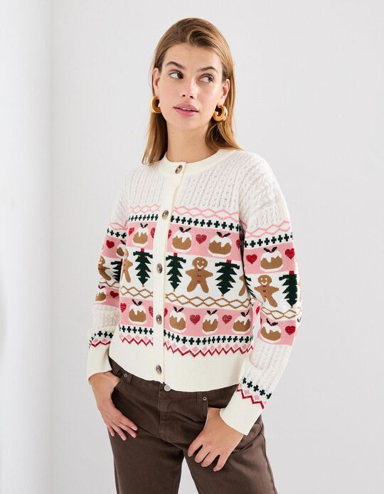 Comprar Online Casaco Natal de Malha, Mulher, Bege