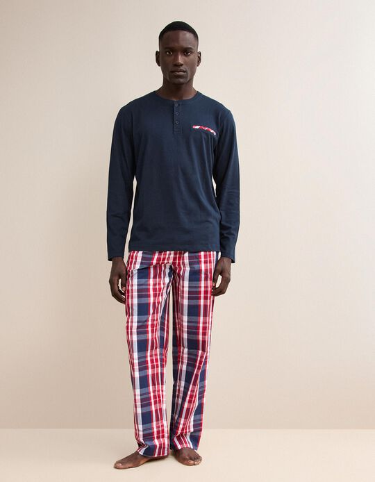 Comprar Online Pijama Xadrez, Homem, Azul Escuro