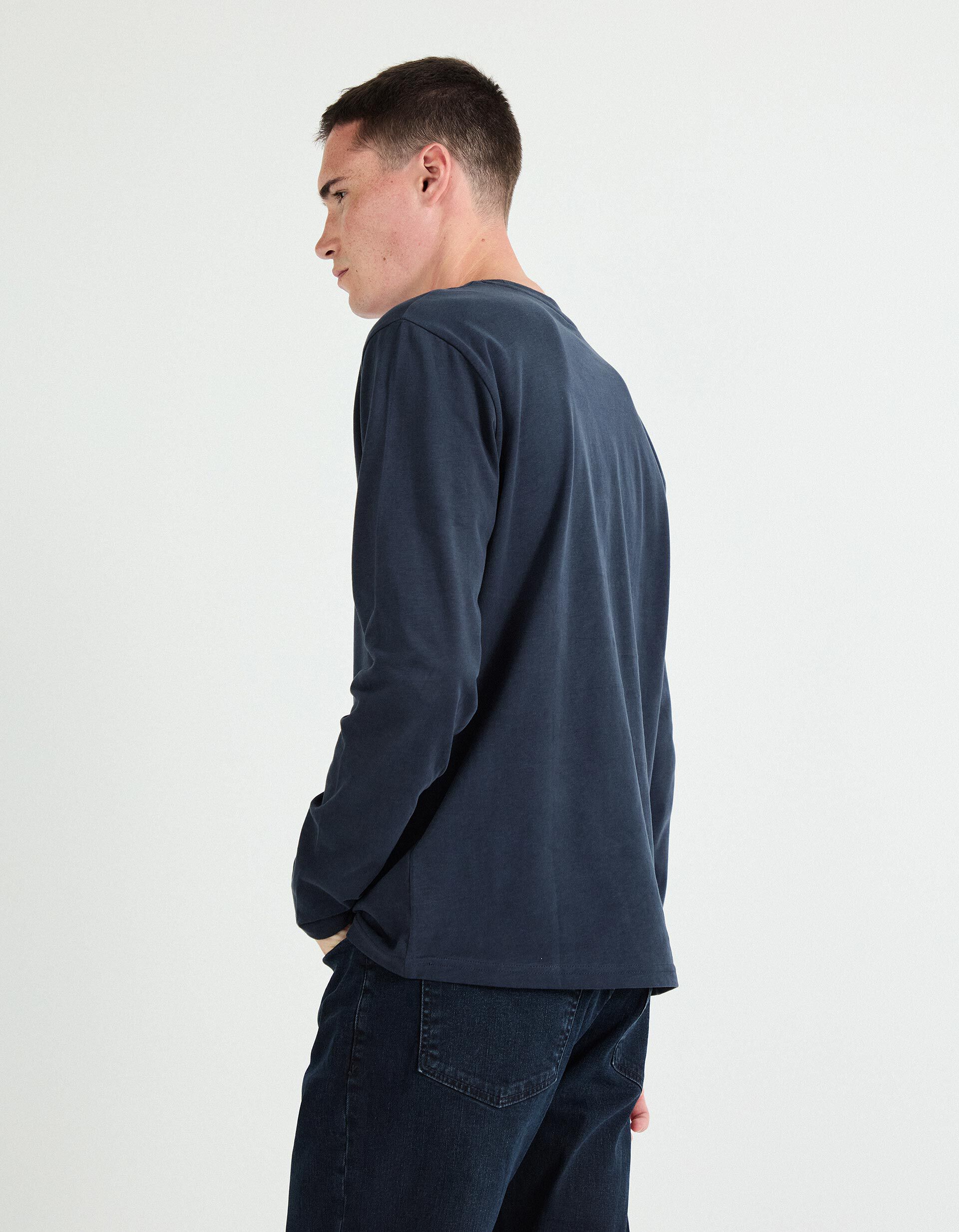 Comprar Online T-shirt de Manga Comprida Estampado, Homem, Azul Escuro