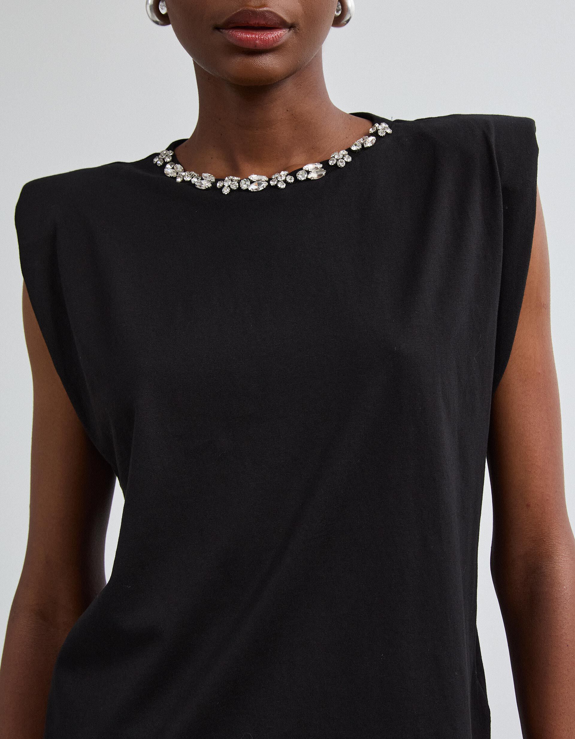 Comprar Online T-shirt Ombreiras Com Brilhos, Mulher, Preto 