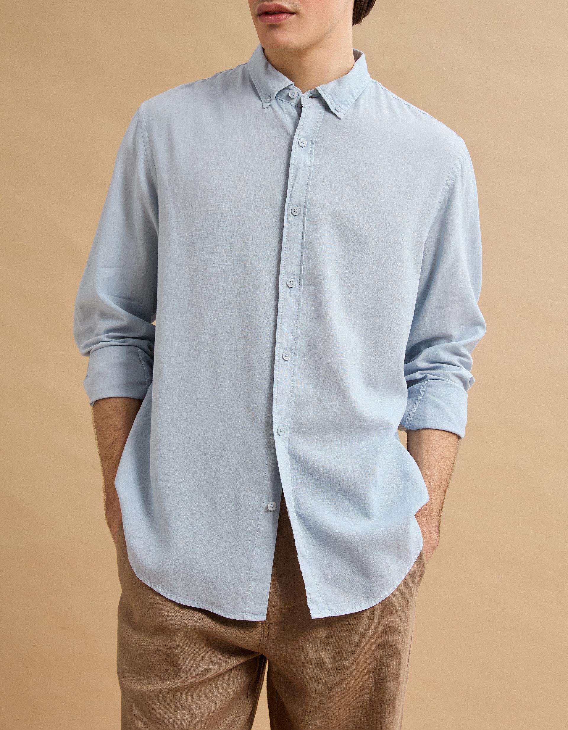 Comprar Online Camisa com Linho, Homem, Azul Claro