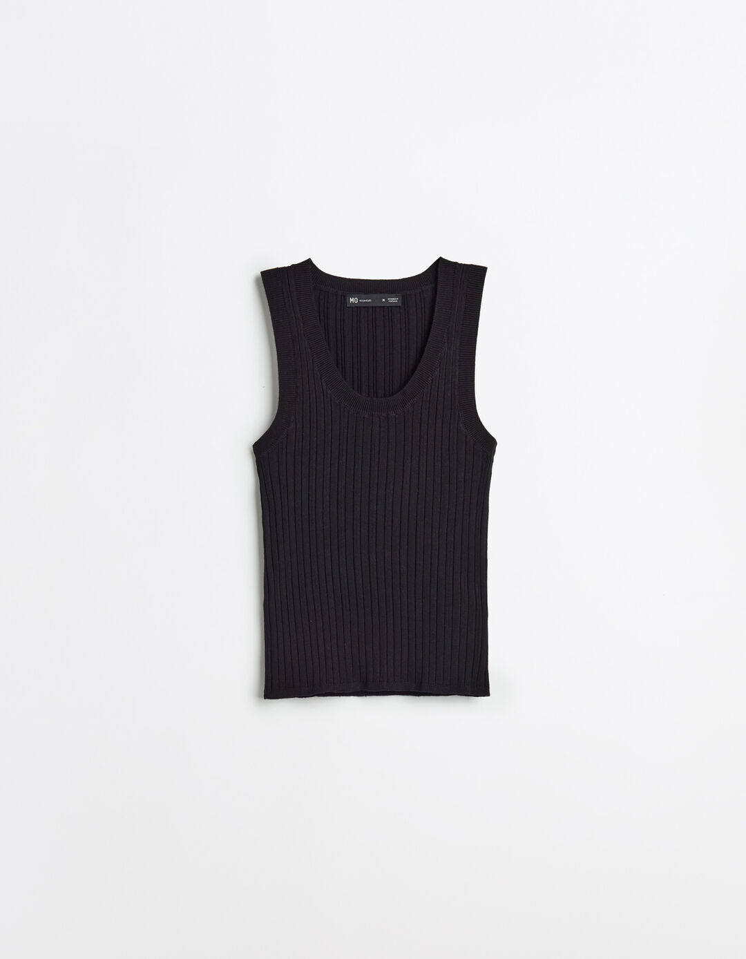 Top de Malha Canelada, Mulher, Preto