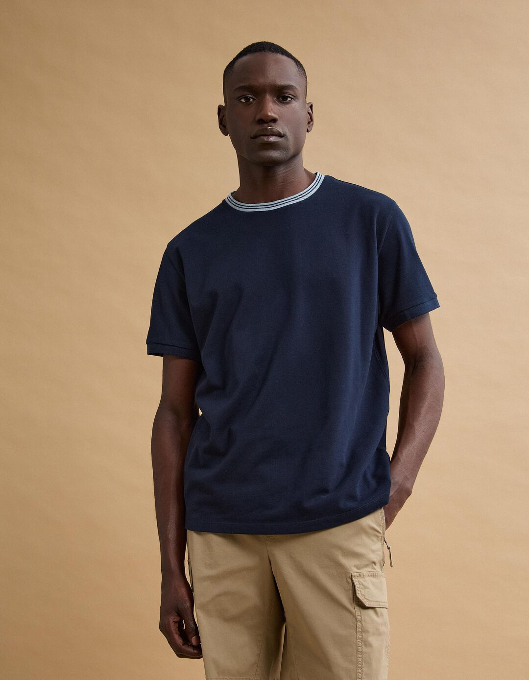 T-shirt Piquet, Homem, Azul Escuro