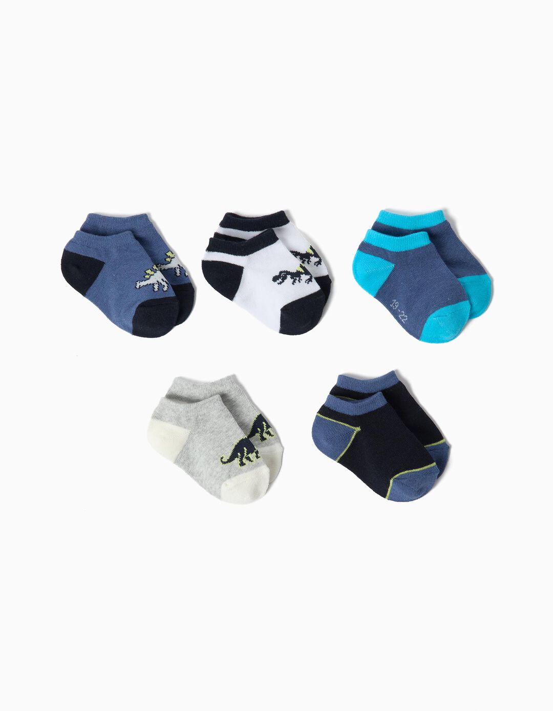 Pack 5 Pares de Meias Tornozelo, Menino, Multicolor