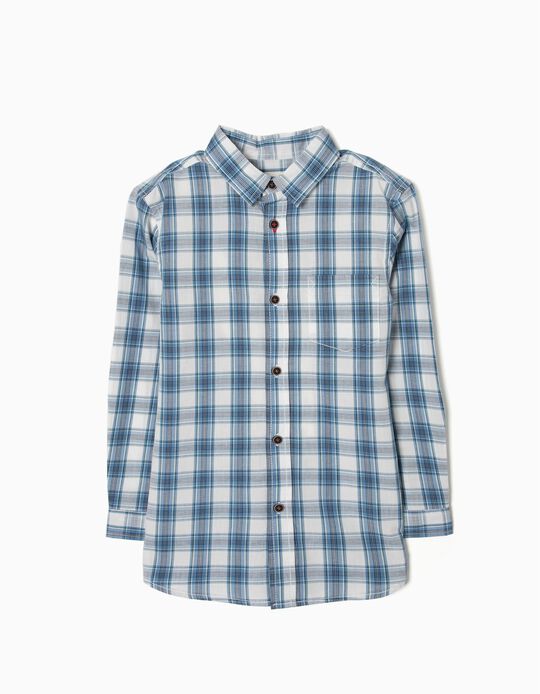 Camisa para Menino Quadrados, Azul