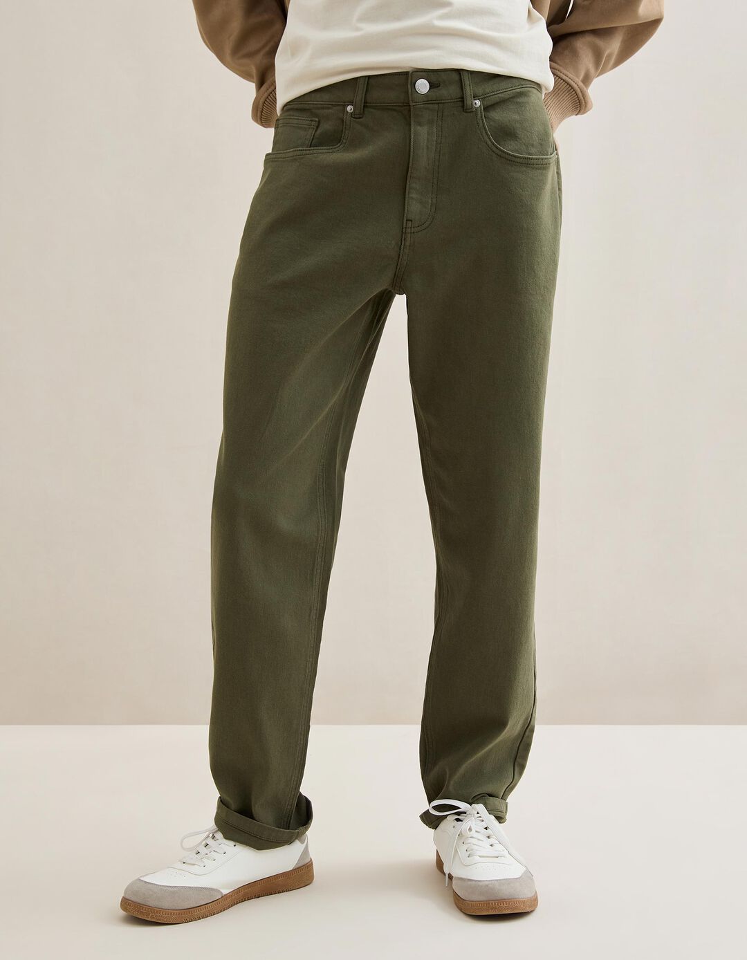 Cal&ccedil;as 'Tapered Fit', Homem, Verde Escuro