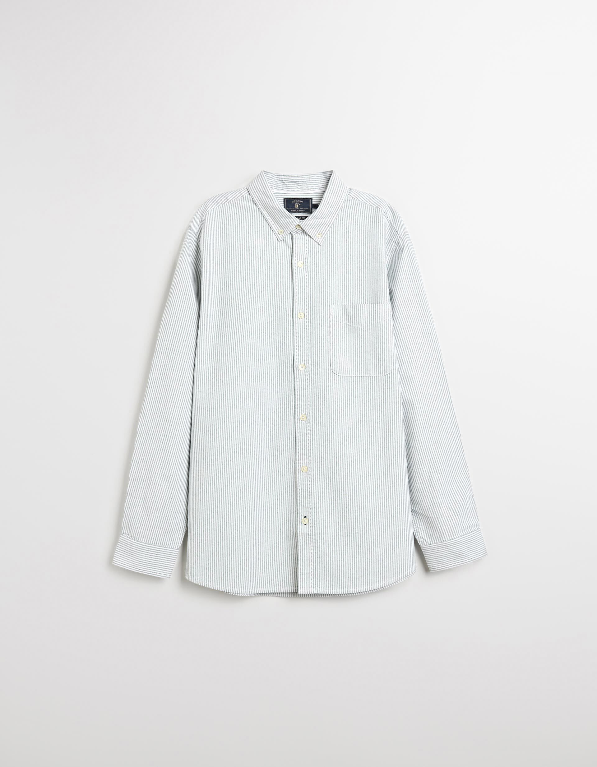 Comprar Online Camisa Riscas de Manga Comprida Oxford, Homem, Verde