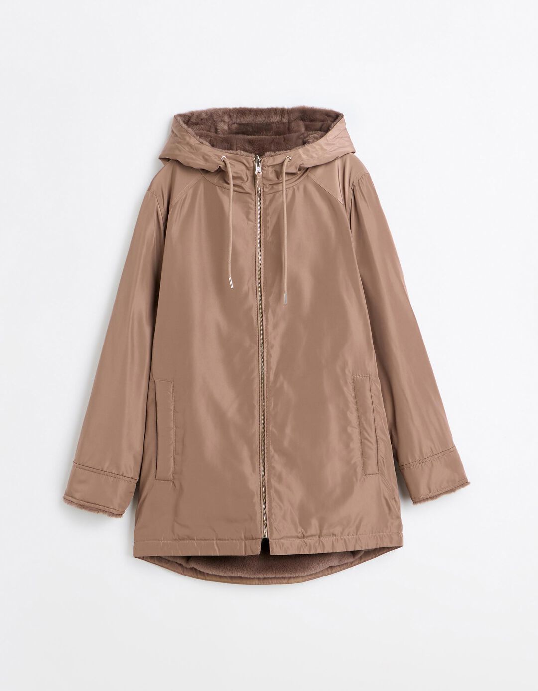 Parka Revers&iacute;vel, Mulher, Bege Escuro