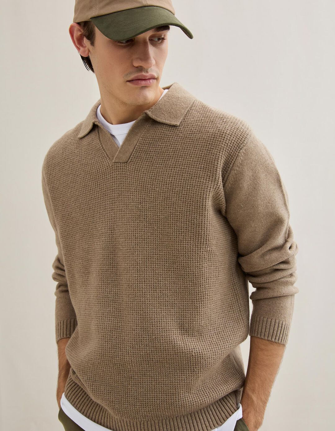 Polo de Malha, Homem, Castanho Claro