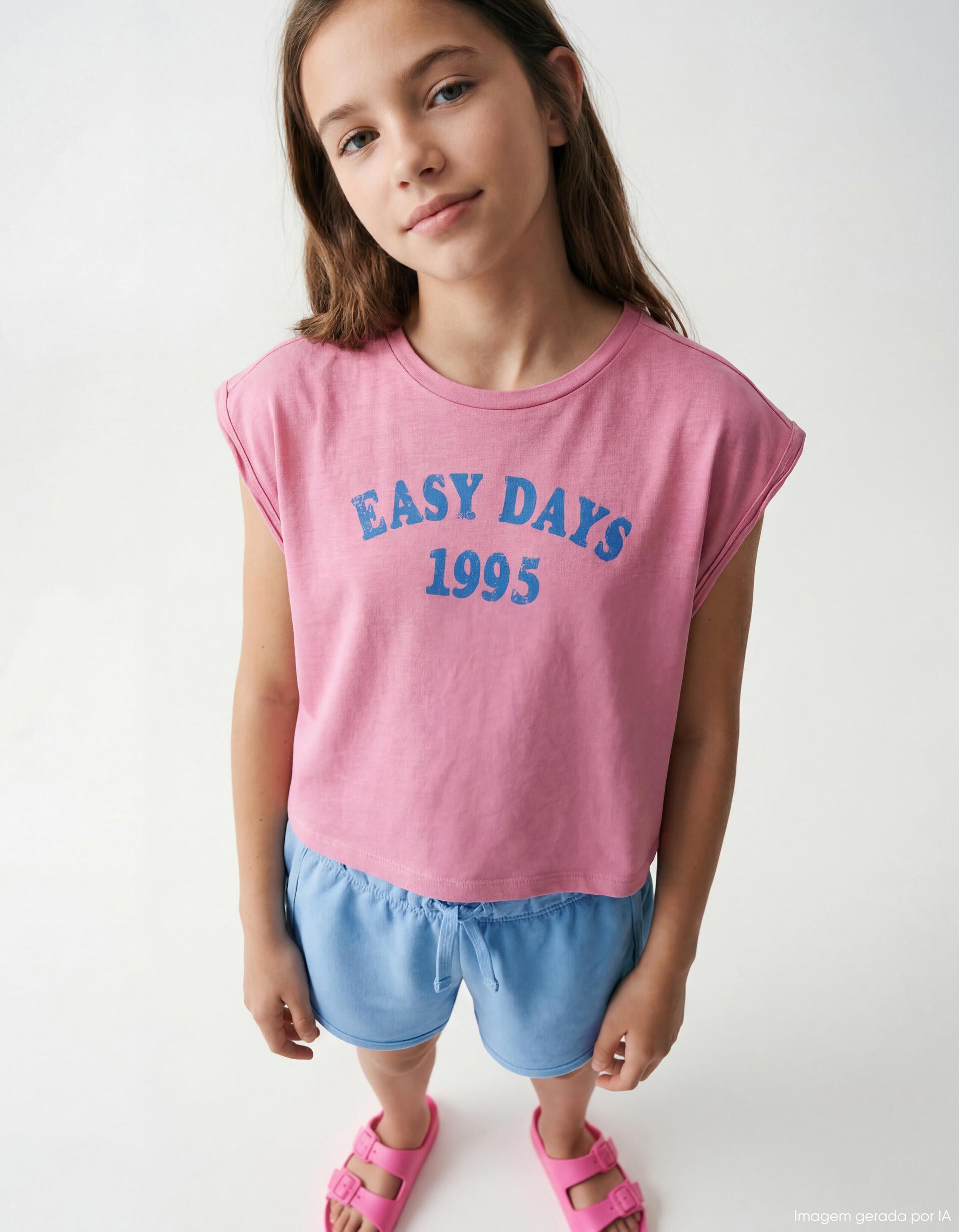 Comprar Online T-shirt Estampada, Menina, Rosa