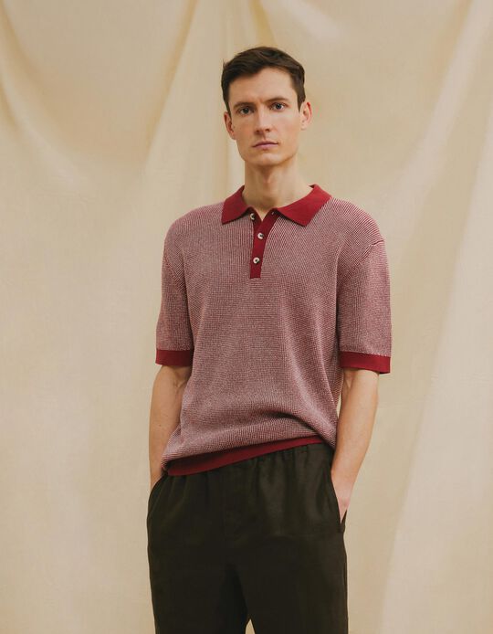 Comprar Online Polo Waffle, Homem, Vermelho Escuro