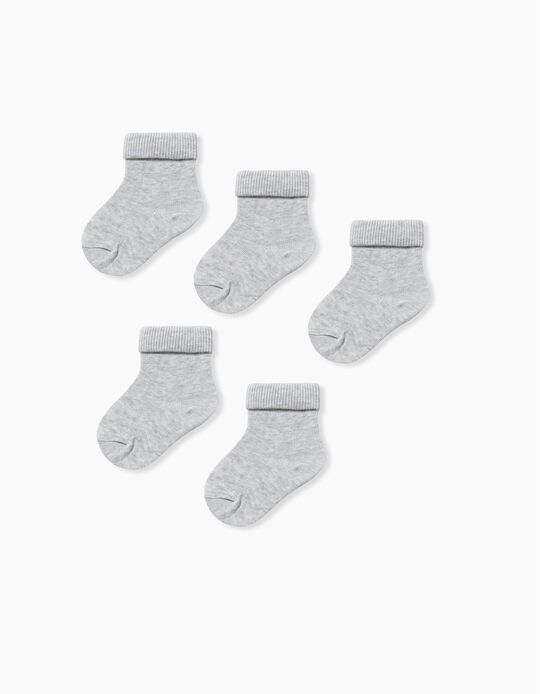 5-Pack Pairs of Socks with Turndown for Baby Boys, Grey
