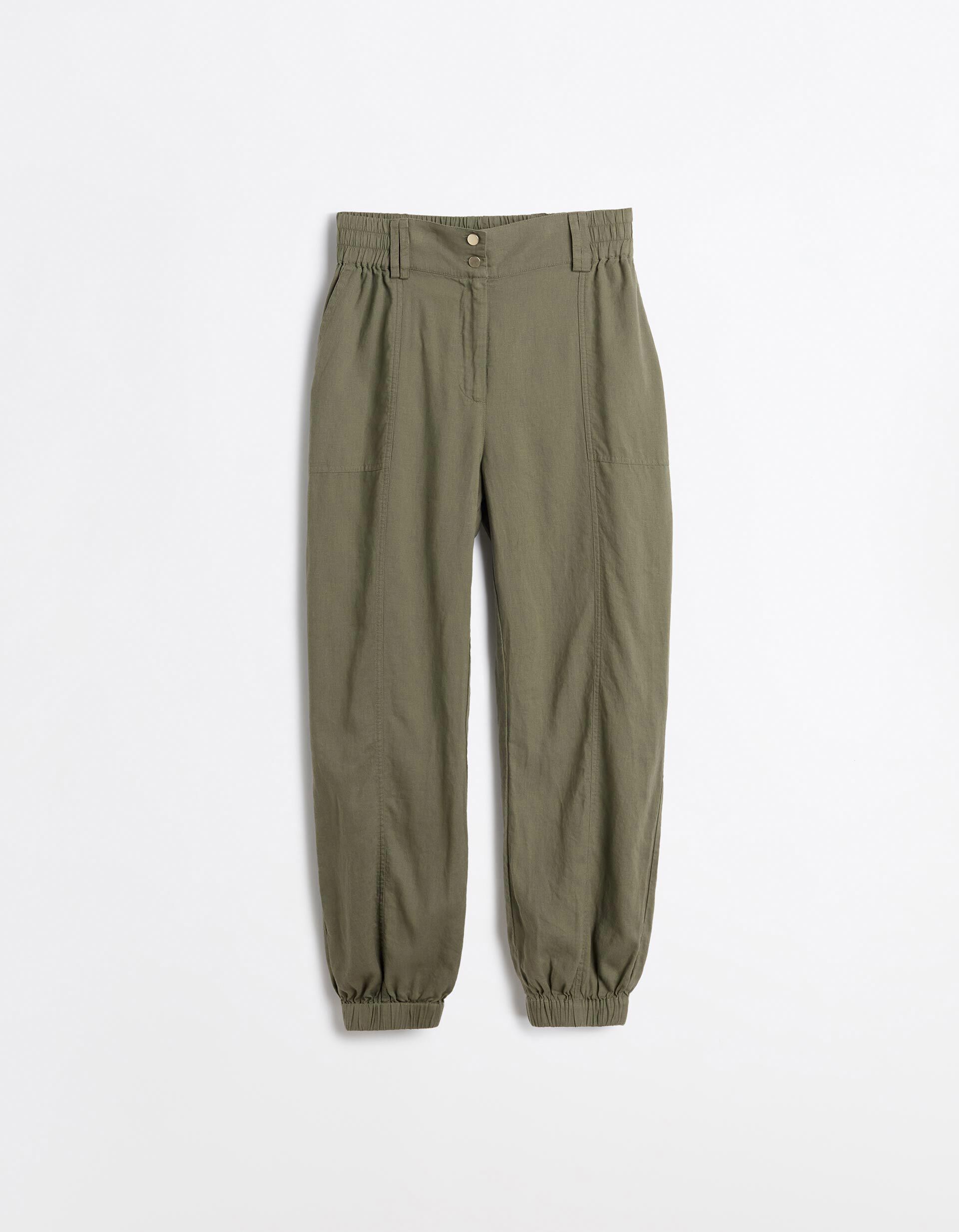 Comprar Online Cal&ccedil;as Joggers Com Linho, Mulher, Verde