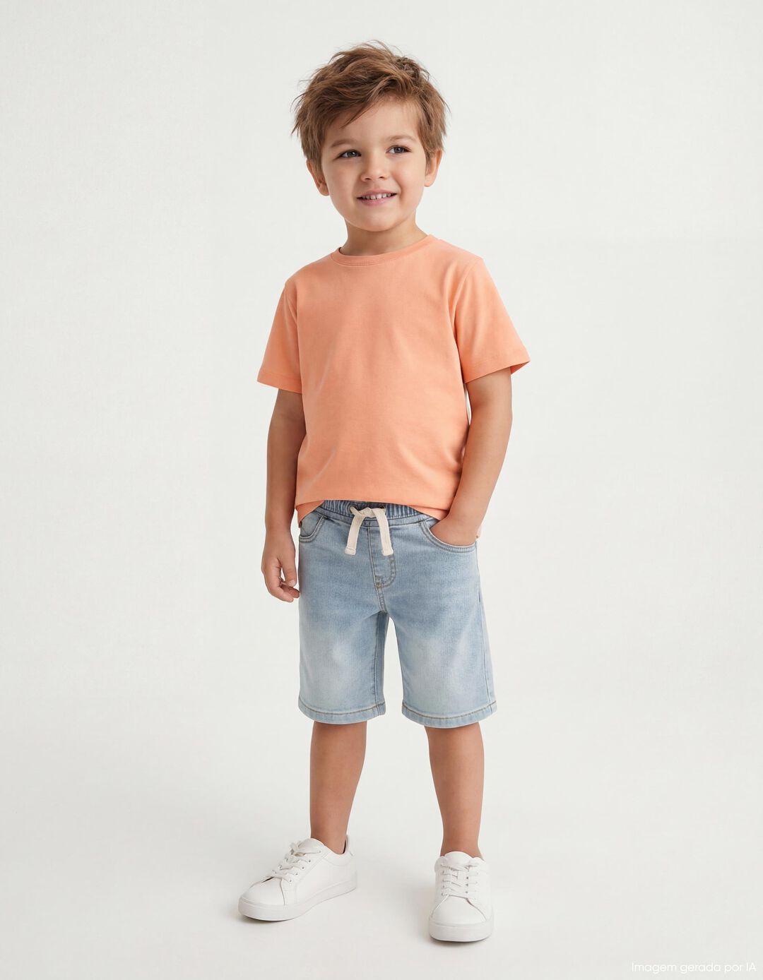 T-shirt, Menino, Laranja Claro