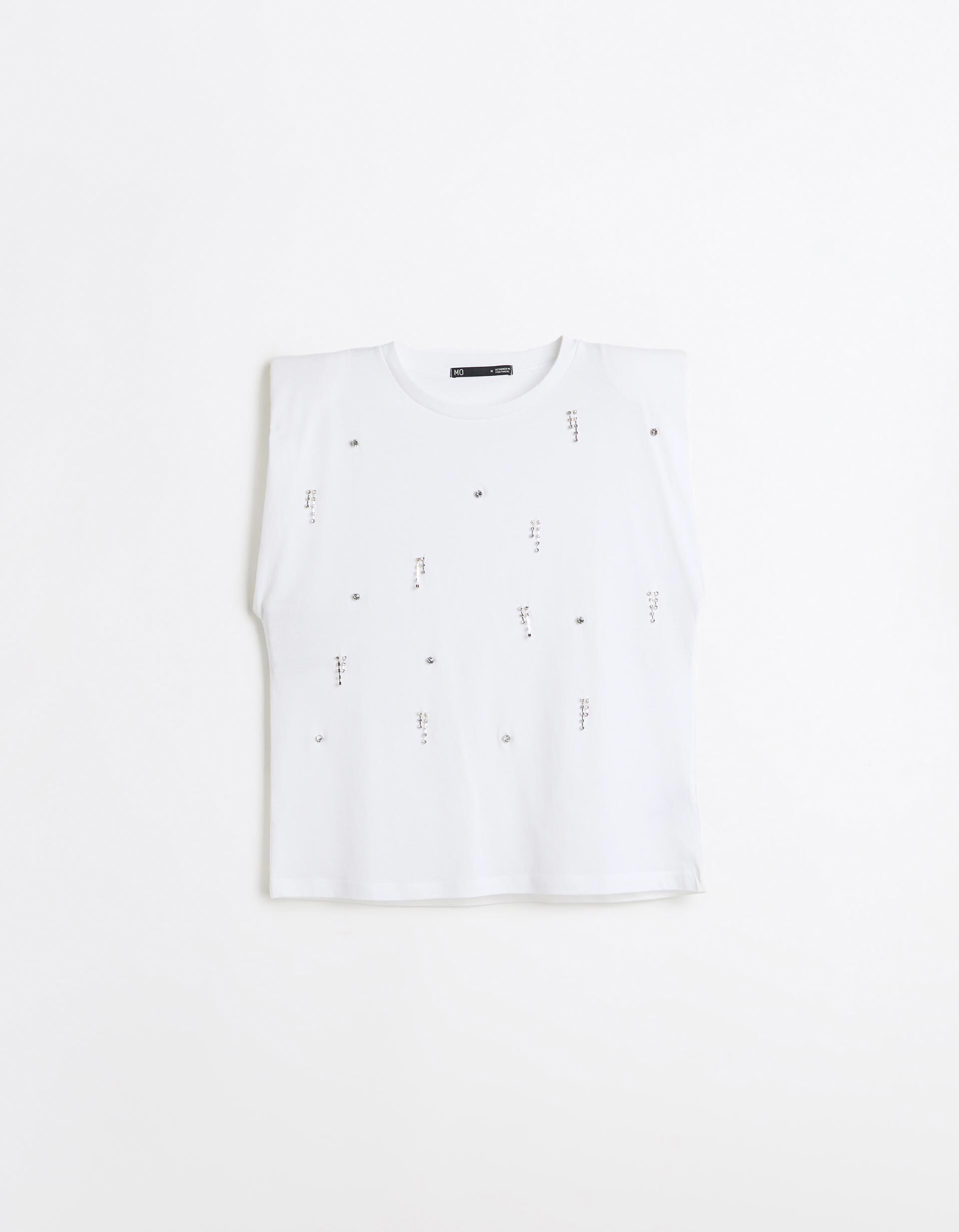 Comprar Online T-shirt Ombreiras Com Brilhos, Mulher, Branco