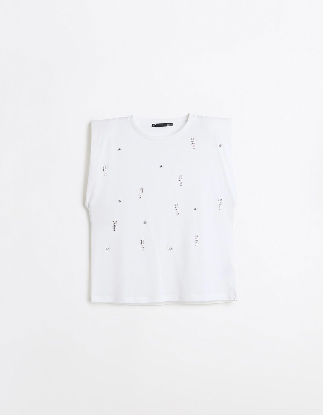 T-shirt Ombreiras Com Brilhos, Mulher, Branco
