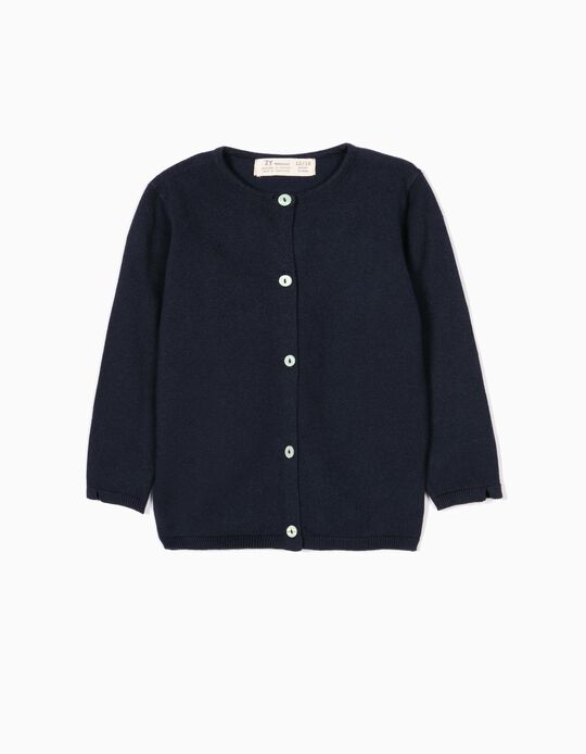 Casaco de Malha para Beb&eacute; Menina, Azul Escuro