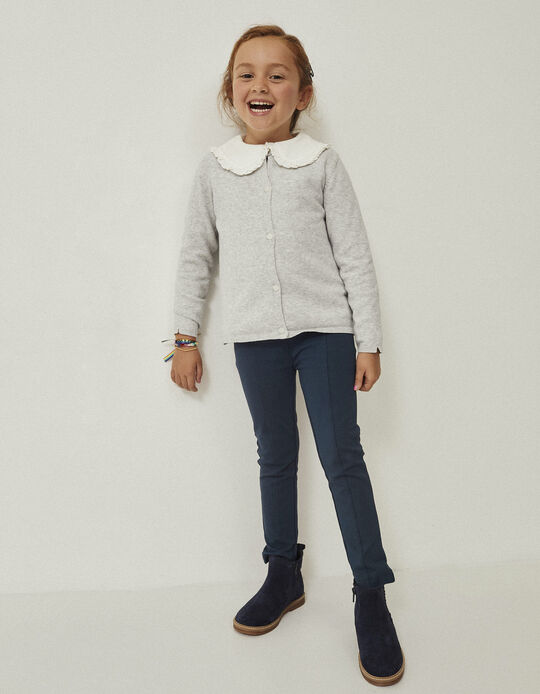 Cardigan in Cotton for Girls, Grey