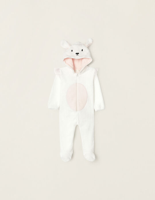 Pijama-Macacão para Bebé Menina 'Bunny', Branco/Rosa