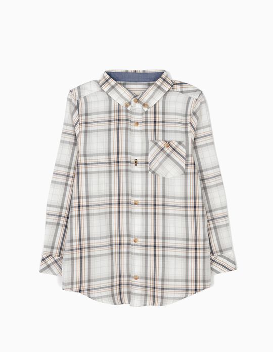 Camisa Xadrez com Bolso Branca