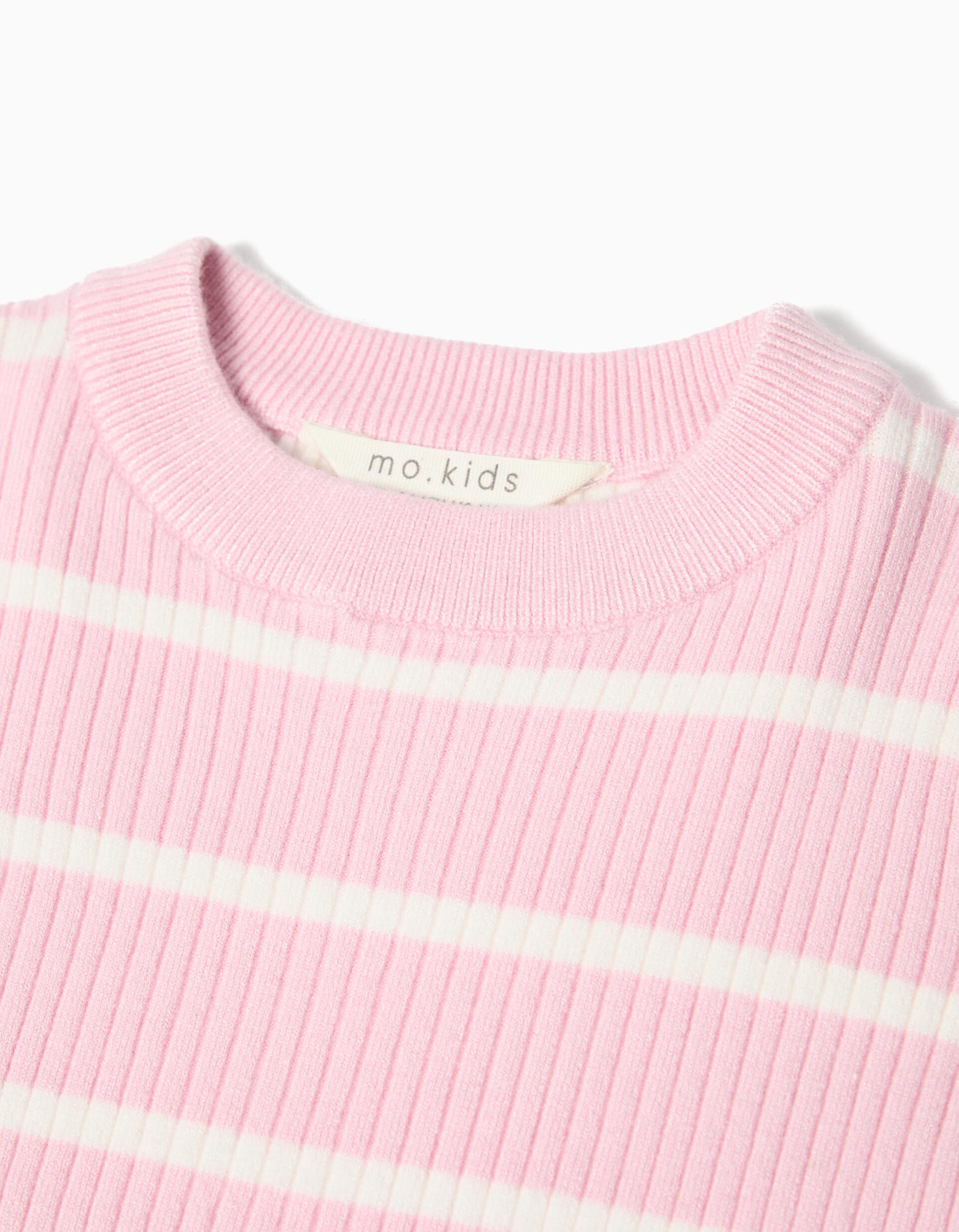 Comprar Online Camisola de Malha com Riscas, Menina, Rosa Claro