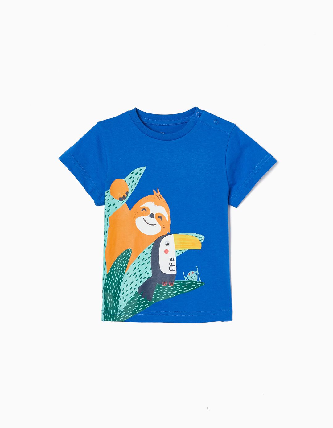 T-shirt de Algodão para Bebé Menino 'Animais Tropicais', Azul Escuro