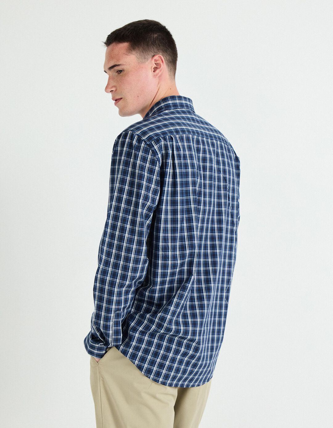Camisa de Xadrez, Homem, Azul 