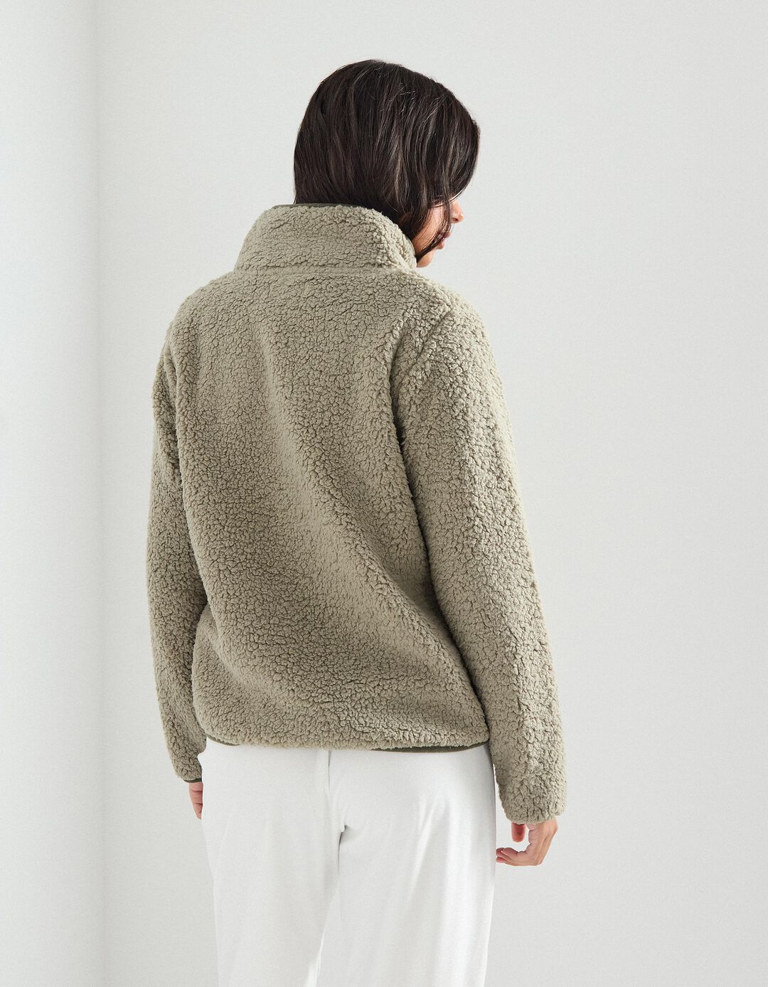 Sweatshirt Sherpa, Mulher, Verde Escuro
