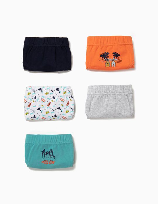 5 Cuecas para Menino 'Surf Time', Multicolor