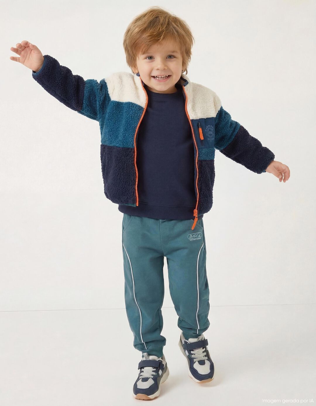 Casaco de Sherpa, Menino, Azul Escuro