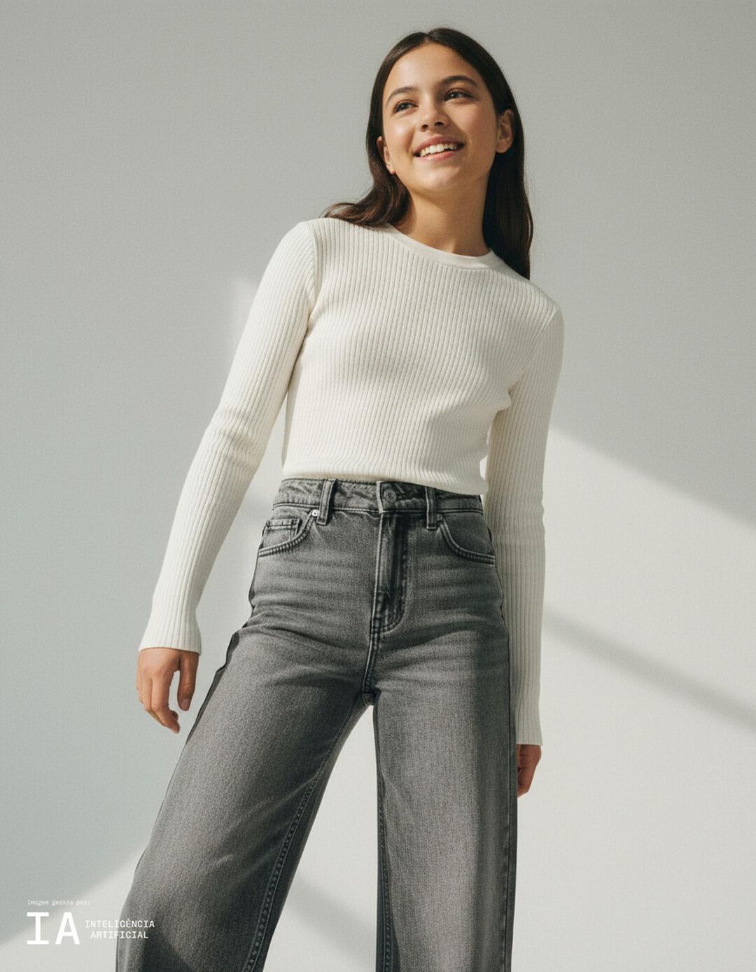 Camisola de Malha, Menina, Branco