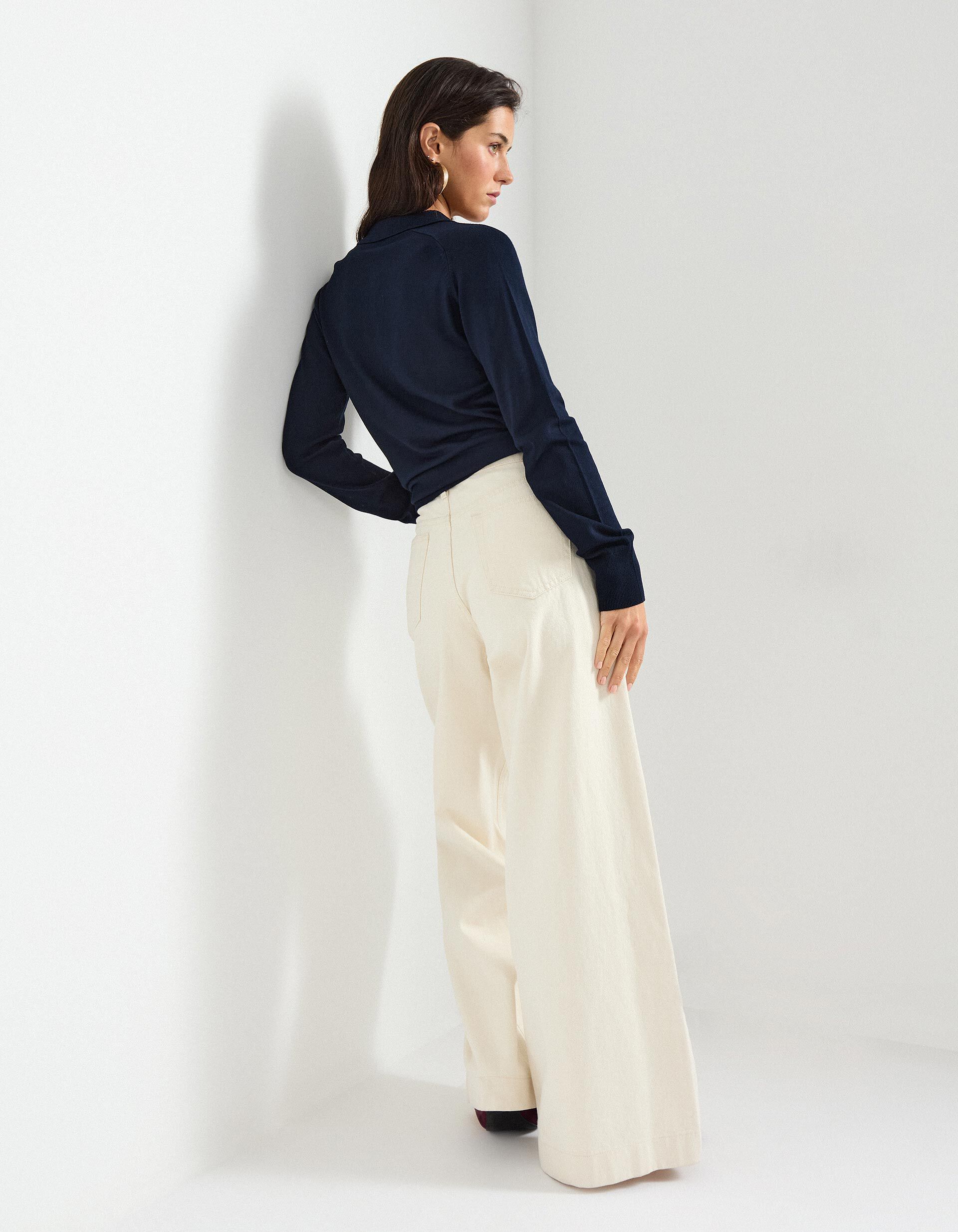 Comprar Online Cal&ccedil;as de Ganga Wide Leg, Mulher, Cru