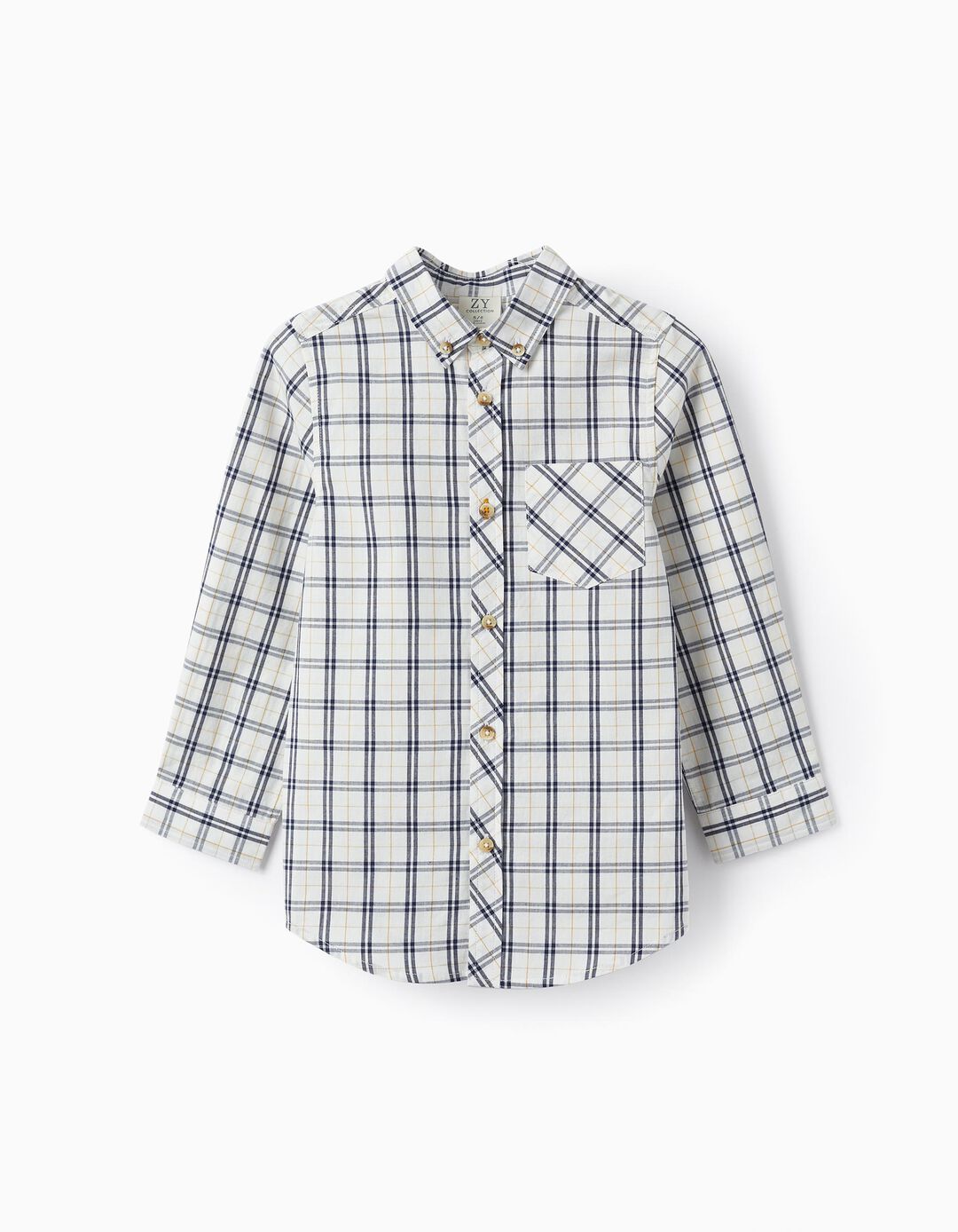 Cotton Checkered Shirt for Boys, White