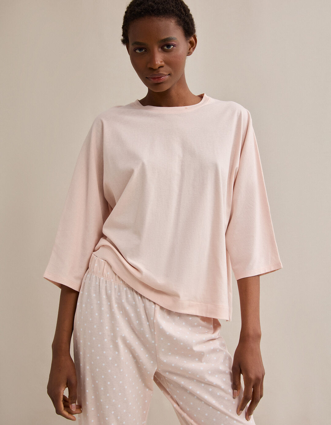 Pijama com Bolinhas, Mulher, Rosa Claro