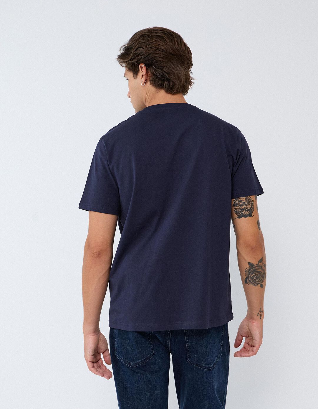 T-shirt Jersey Estampada, Homem, Azul Escuro