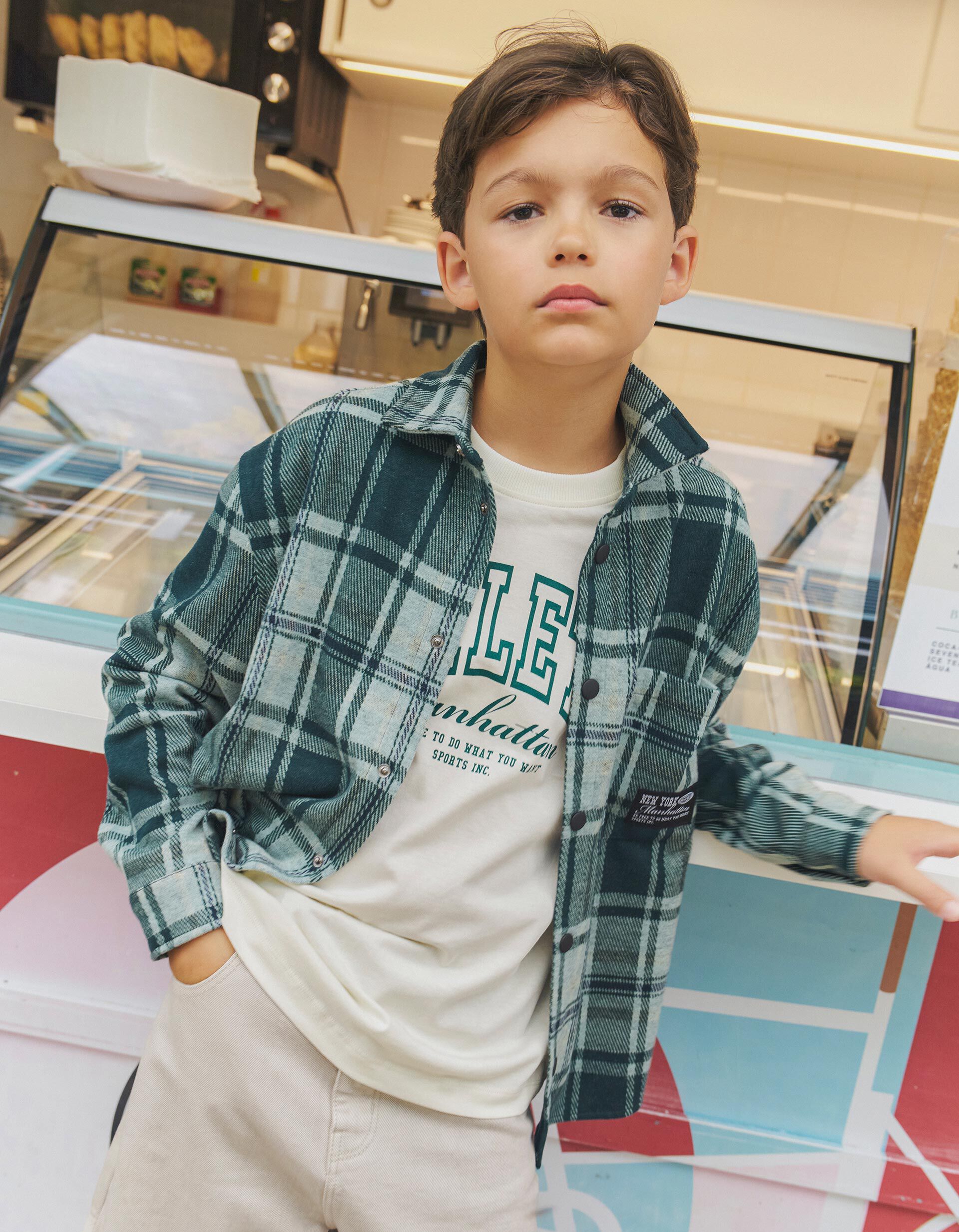 Comprar Online Camisa Xadrez, Menino, Verde Escuro