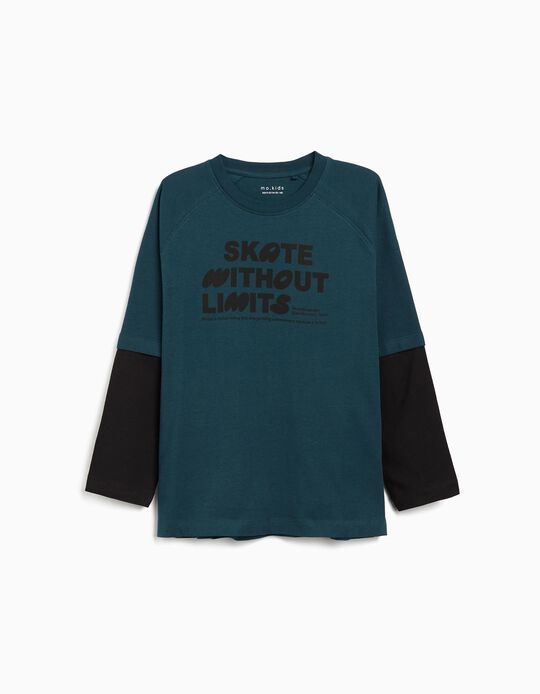 Comprar Online T-shirt de Manga Comprida Estampado, Menino, Azul Escuro