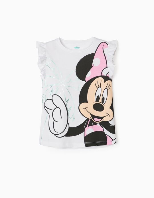 Ruffle Sleeve T-Shirt for Baby Girls 'Minnie', White