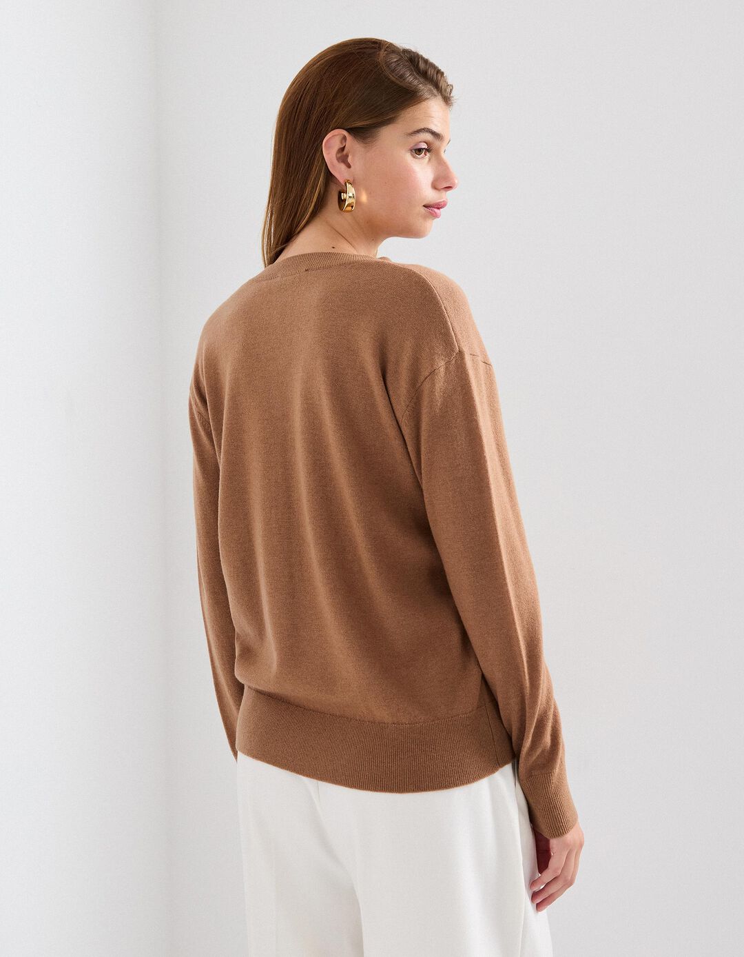 Camisola de Malha, Mulher, Castanho Claro