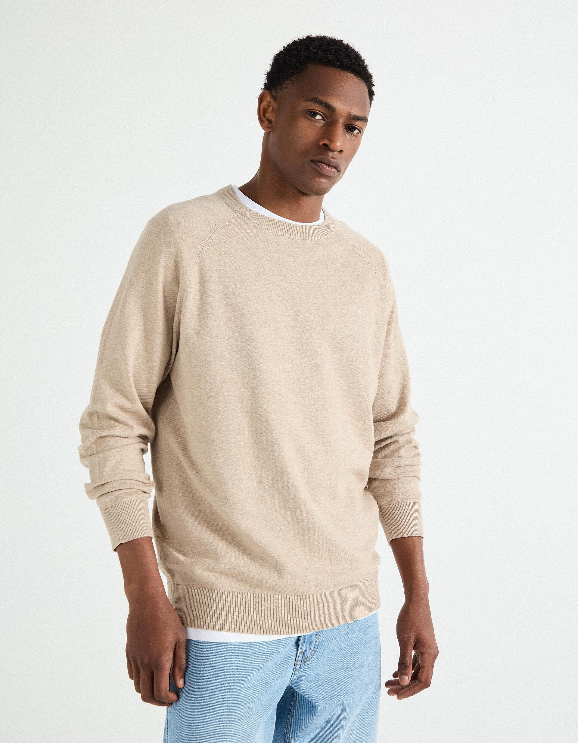 Comprar Online Camisola de Malha, Homem, Bege Claro