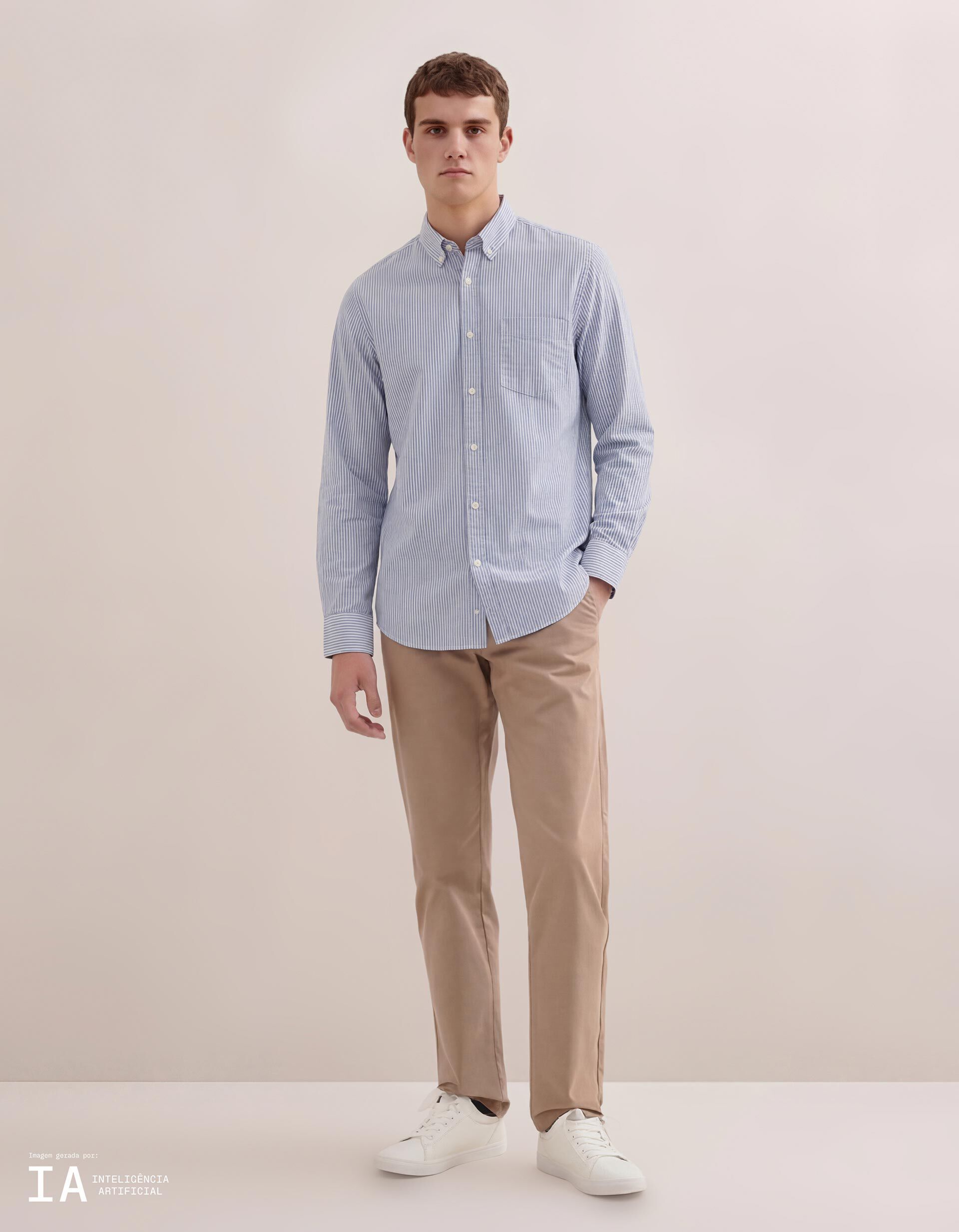 Comprar Online Camisa Riscas, Homem, Azul Escuro