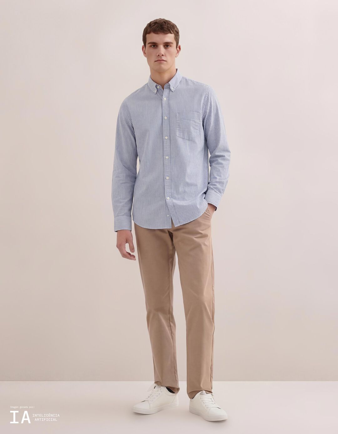 Camisa Riscas, Homem, Azul Escuro