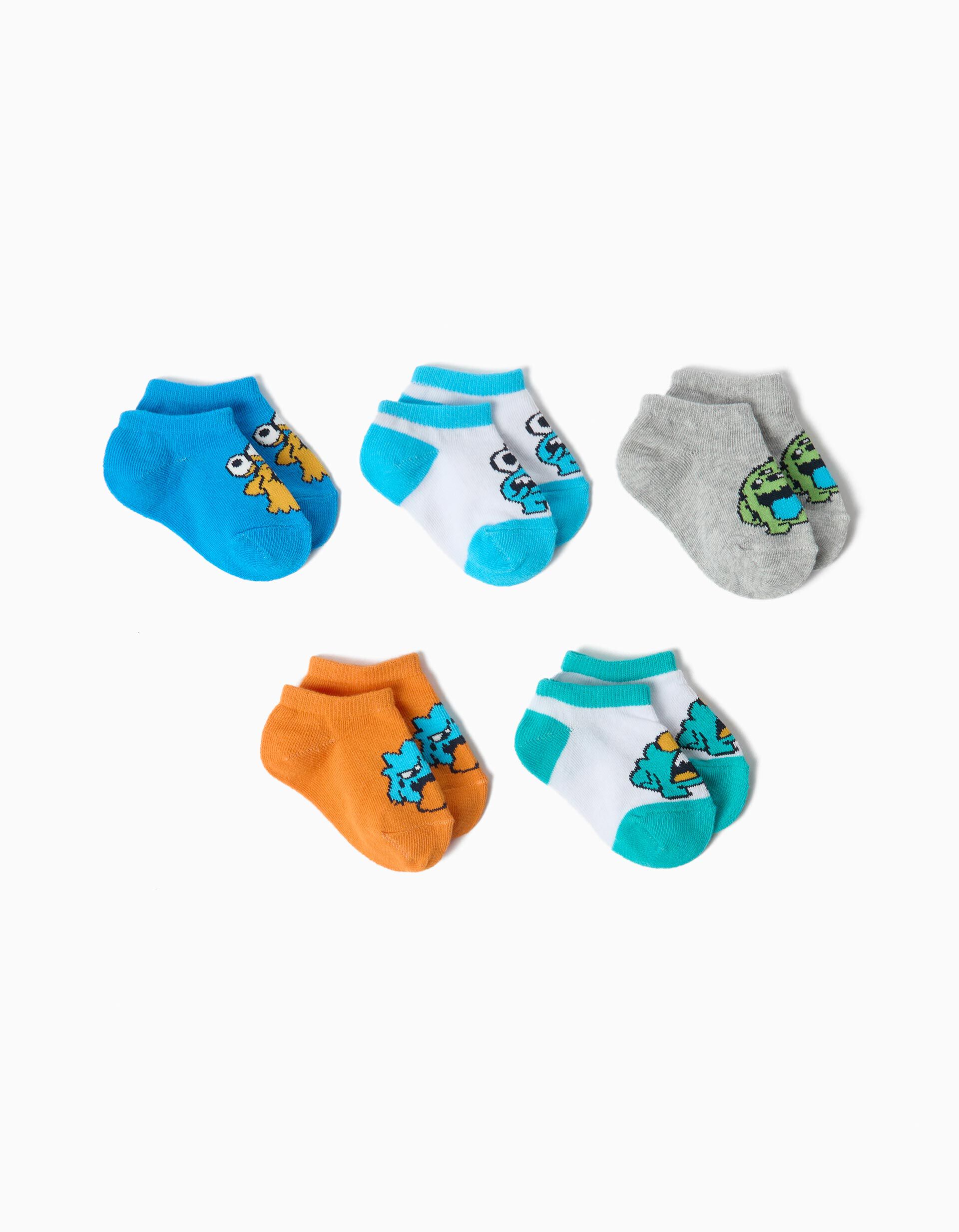 Pack 5 Pares de Meias Tornozelo, Menino, Multicolor