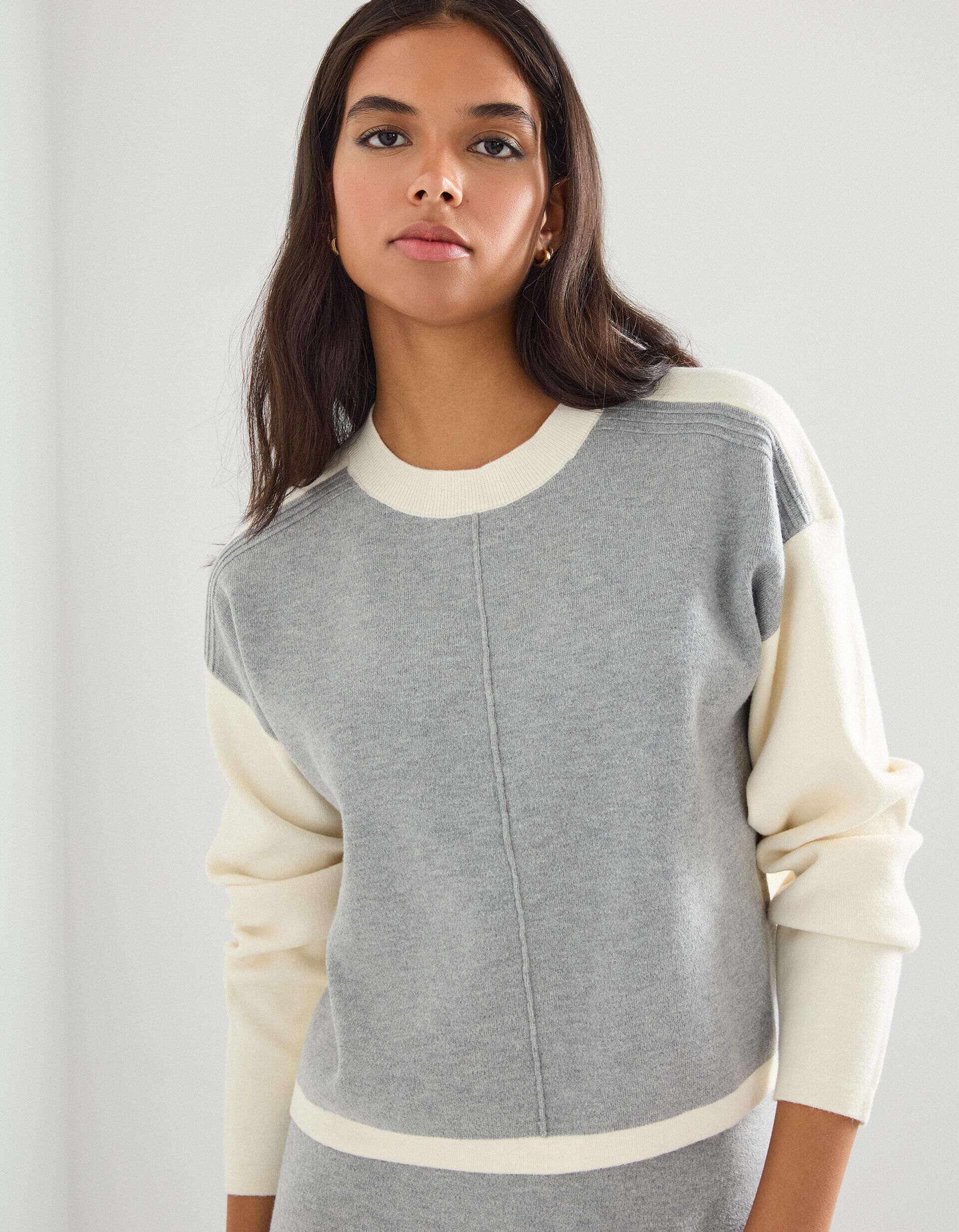 Comprar Online Camisola de Malha, Mulher, Cinzento Claro