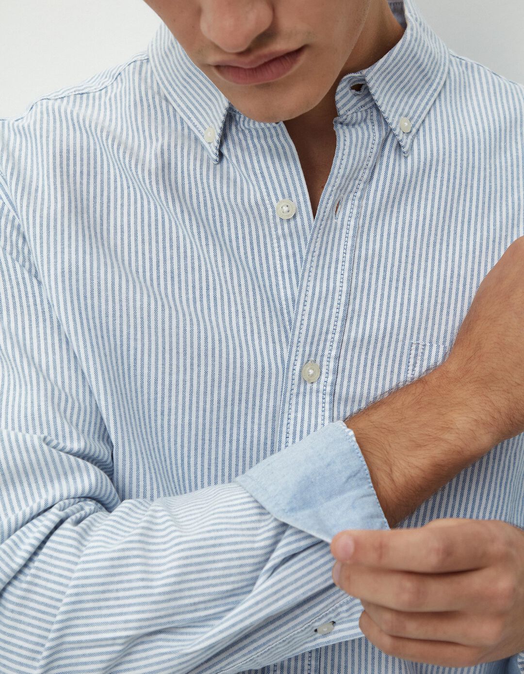 Camisa de Manga Comprida Oxford, Homem, Azul