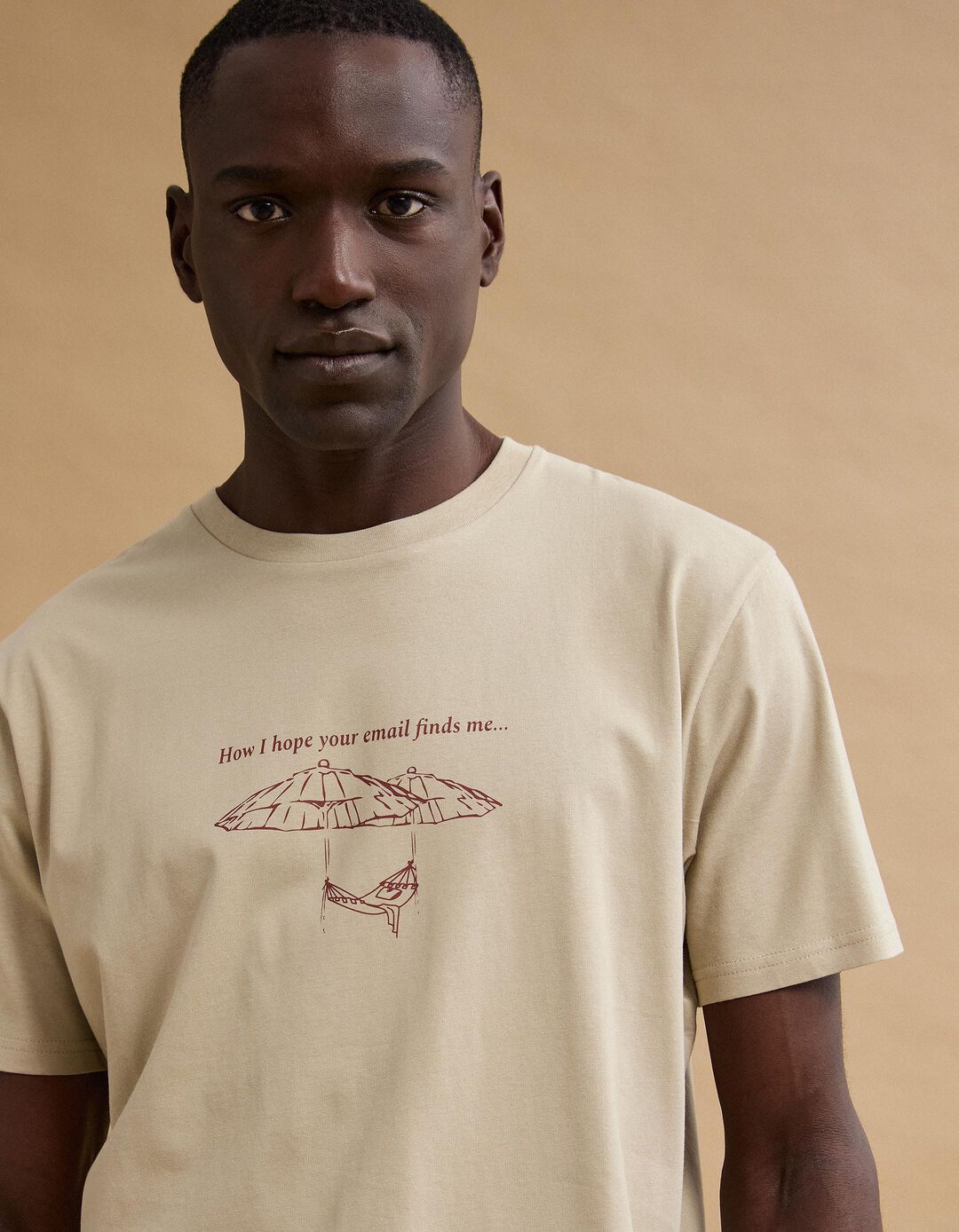 T-shirt Jersey Estampado, Homem, Bege