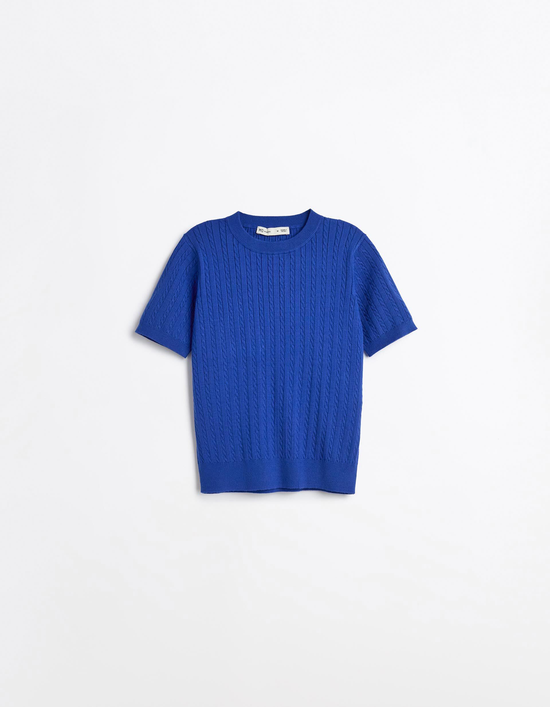 Comprar Online Camisola Tricotada Manga Curta, Mulher, Azul