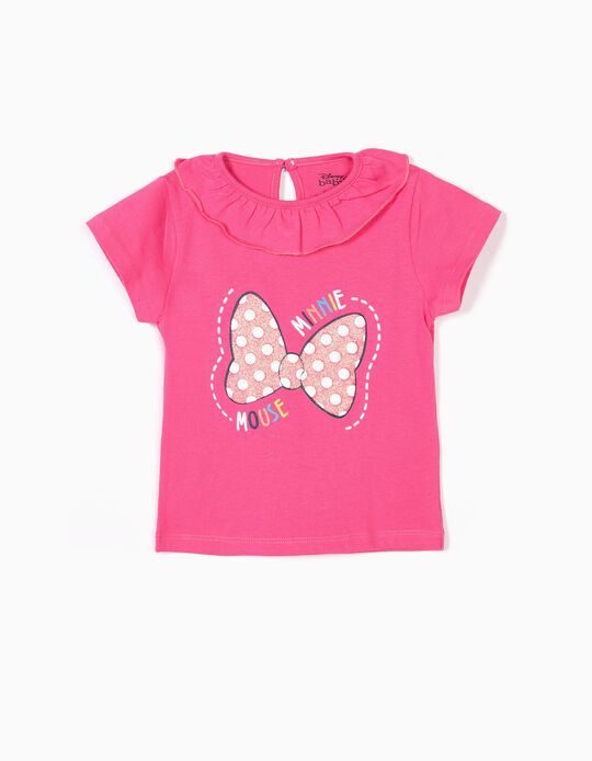 T-shirt para Beb&eacute; Menina 'Minnie' com Folho, Rosa