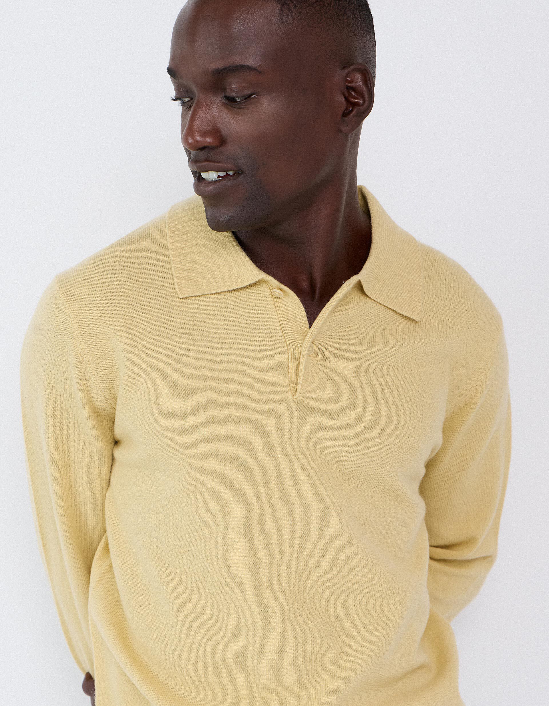 Comprar Online Polo Com Mistura De L&atilde;, Homem, Amarelo